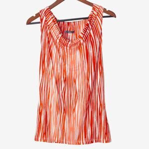 Tart Flowy Draped Top Coral White Stripe Size M Modern Bold Minimalist